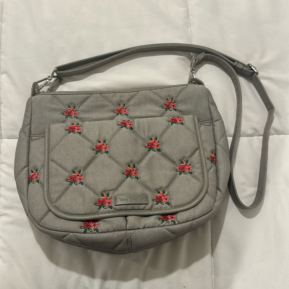 Vera Bradley crossbody grey embroidered florals bag